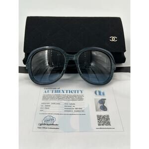 CCS101: Oversized Chanel Sunglasses w Blue Printed Frame & COA
